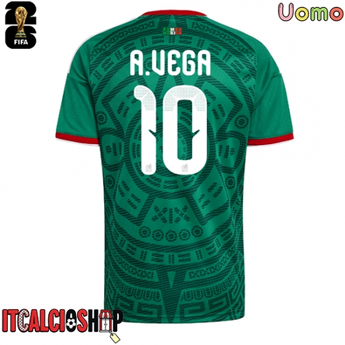 Messico Alexis Vega #10 Prima Maglia Mondiali 2026 Manica Corta